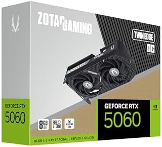ZOTAC Gaming GeForce RTX 5060 Twin Edge OC DLSS 4 8GB GDDR7 128 bit 28 Gbps PCIE 5 0 Gaming Graphics Card  SFF Ready Compact Card  ZT B50600H 10M