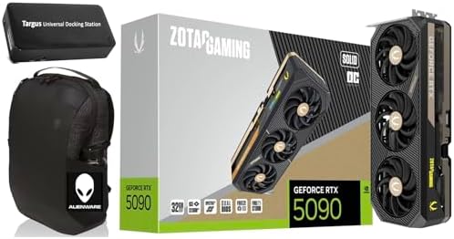ZOTAC Gaming GeForce RTX 5090 Solid OC 32GB GDDR7  Engine Clock 2422 MHz  Reinforced Metal Mid Frame  IceStorm 3 0 Advanced Cooling  Bundle with Targus dockstation and Backpack Alienware 
