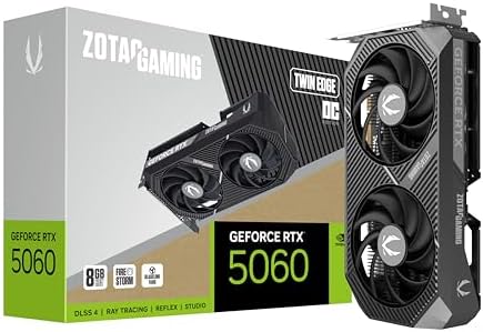 ZOTAC Gaming GeForce RTX 5060 Twin Edge OC DLSS 4 8GB GDDR7 128 bit 28 Gbps PCIE 5 0 Gaming Graphics Card  SFF Ready Compact Card  ZT B50600H 10M