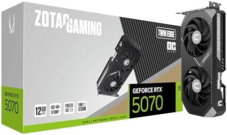 ZOTAC Gaming GeForce RTX 5070 Twin Edge OC DLSS 4 12GB GDDR7 192 bit 28 Gbps PCIE 5 0 Gaming Graphics Card  IceStorm 2 0 Cooling  SFF Ready  ZT B50700H 10A