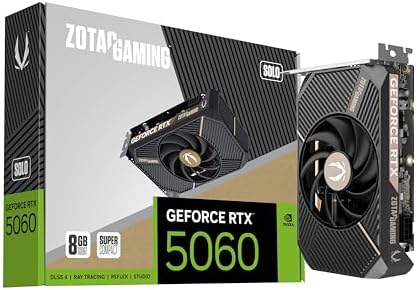 ZOTAC Gaming GeForce RTX 5060 Solo DLSS 4 8GB GDDR7 128 bit 28 Gbps PCIE 5 0 Gaming Graphics Card  SFF Ready Ultra Compact Card  ZT B50600G 10A