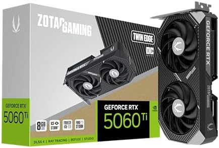 ZOTAC Gaming GeForce RTX 5060 Ti 8GB Twin Edge OC DLSS 4 8GB GDDR7 128 bit 28 Gbps PCIE 5 0 Gaming Graphics Card  IceStorm 2 0 Cooling  SFF Ready  ZT B50610H 10A