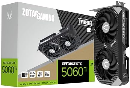 ZOTAC Gaming GeForce RTX 5060 Ti 8GB Twin Edge OC DLSS 4 8GB GDDR7 128 bit 28 Gbps PCIE 5 0 Gaming Graphics Card  IceStorm 2 0 Cooling  SFF Ready  ZT B50610H 10A