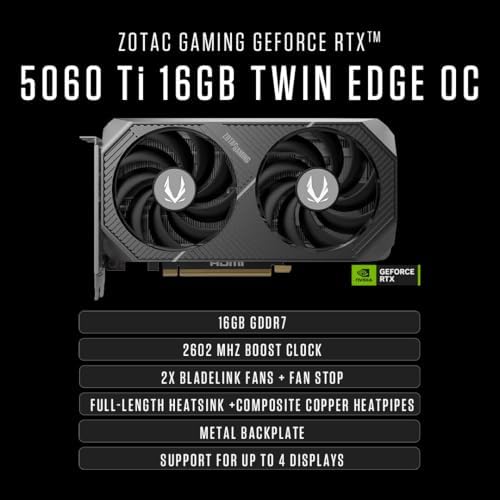 ZOTAC MEK Gaming PC Desktop  NVIDIA GeForce RTX 5060 Ti 16GB GDDR7  AMD Ryzen 7 9700X Up to 5 5GHz  32GB DDR5  1TB NVMe SSD  850W 80  Gold PSU  WiFi 6E  Windows 11 Home