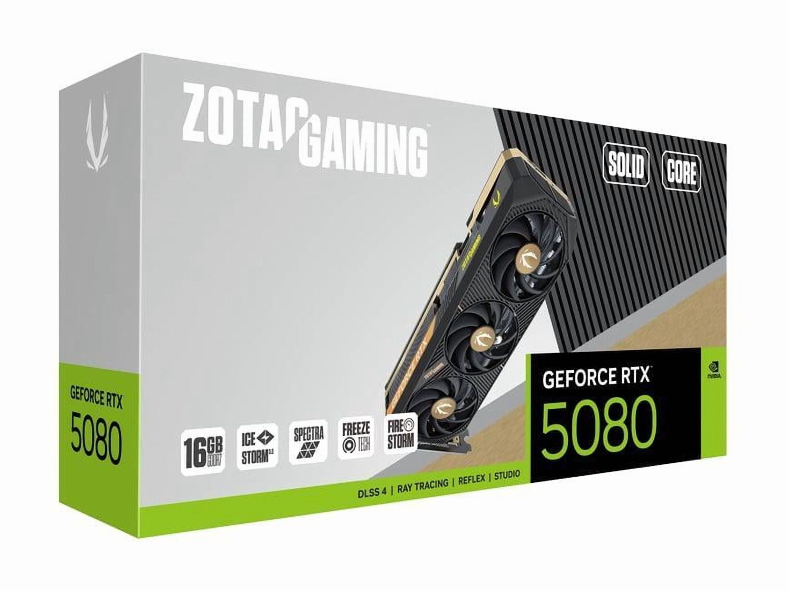 ZOTAC SOLID CORE GeForce RTX 5080 16GB 256 Bit GDDR7 PCI Express 4 0 DLSS 4 0 Graphics Card ZT B50800D2 10P