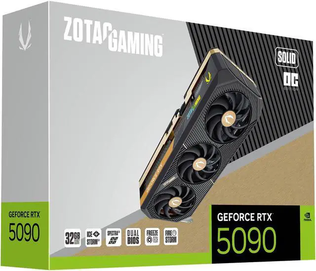 ZOTAC SOLID OC GeForce RTX 5090 32GB 512 Bit GDDR7 PCI Express 5 0 x16 DLSS 4 0 Video Card ZT B50900J 10P