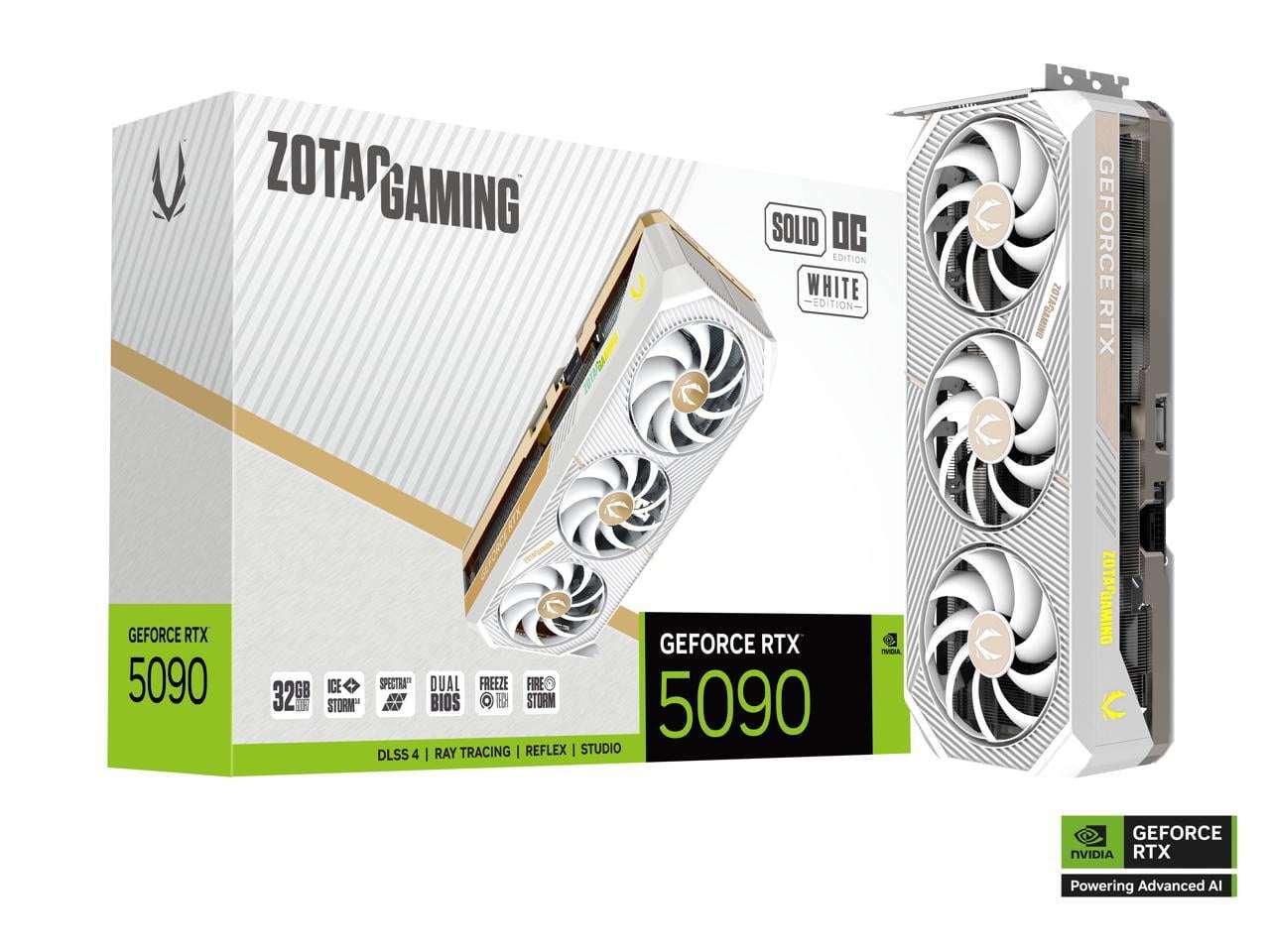 ZOTAC SOLID OC White Edition GeForce RTX 5090 32GB 512 Bit GDDR7 PCI Express 5 0 x16 DLSS 4 0 Graphics Card ZT B50900Q 10P SOLID OC White Edition