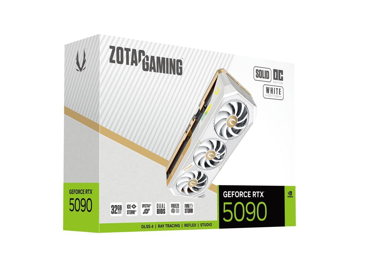 ZOTAC SOLID OC White Edition GeForce RTX 5090 32GB 512 Bit GDDR7 PCI Express 5 0 x16 DLSS 4 0 Graphics Card ZT B50900Q 10P SOLID OC White Edition