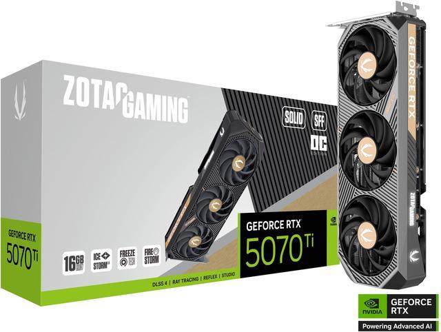 ZOTAC SOLID SFF OC GeForce RTX 5070 Ti 16GB 256 Bit GDDR7 DLSS 4 0 PIC Express 5 0 Graphics Card ZT B50710J3 10P