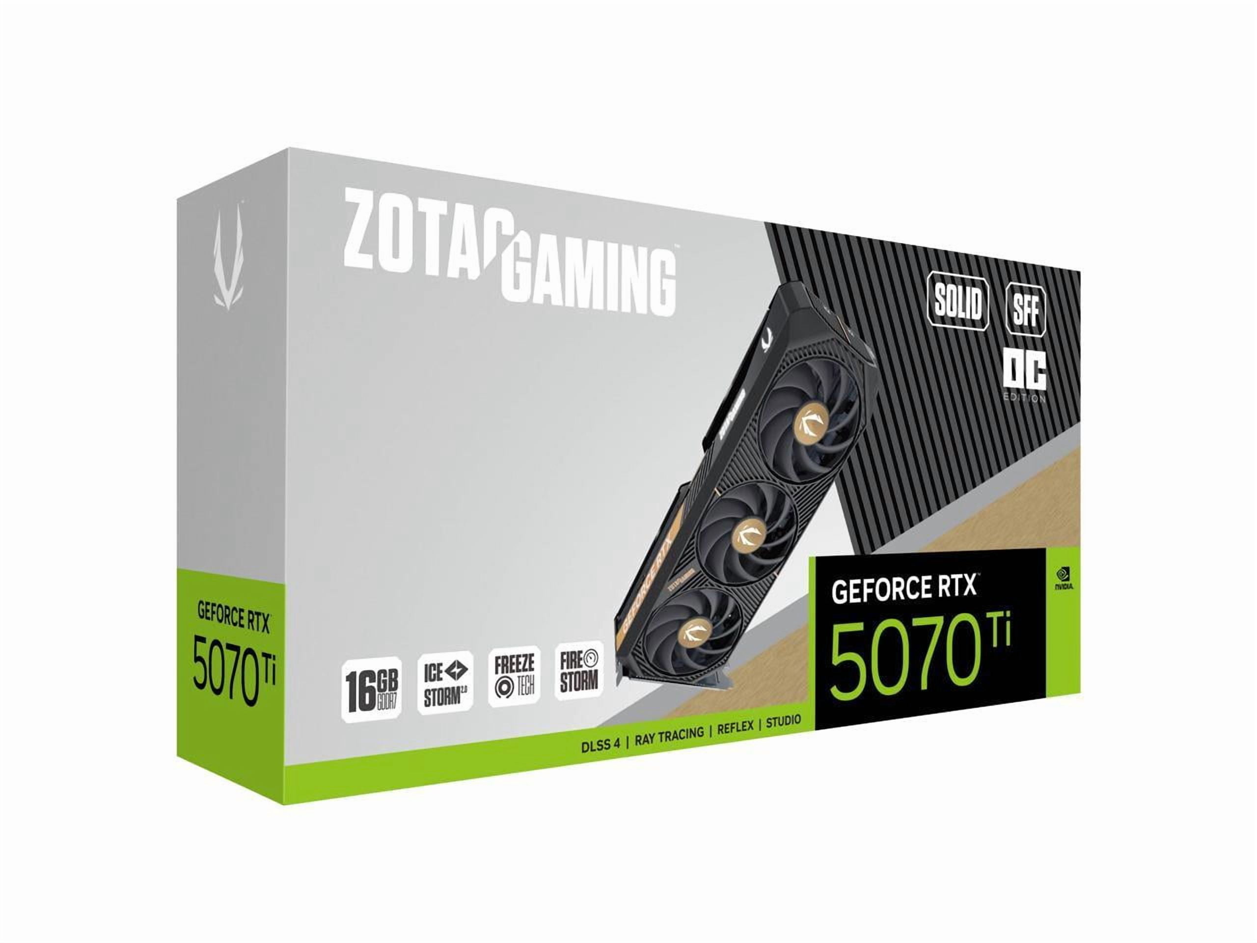 ZOTAC SOLID SFF OC GeForce RTX 5070 Ti 16GB 256 Bit GDDR7 DLSS 4 0 PIC Express 5 0 Graphics Card ZT B50710J3 10P