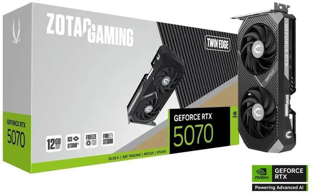 ZOTAC Twin Edge GeForce RTX 5070 12GB GDDR7 PCI Express 5 0 x16 ATX Graphics Card RTX 5070 Twin Edge
