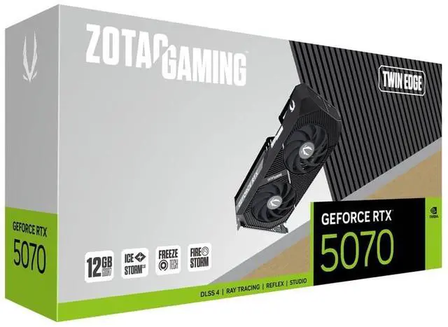 ZOTAC Twin Edge GeForce RTX 5070 12GB GDDR7 PCI Express 5 0 x16 ATX Graphics Card RTX 5070 Twin Edge