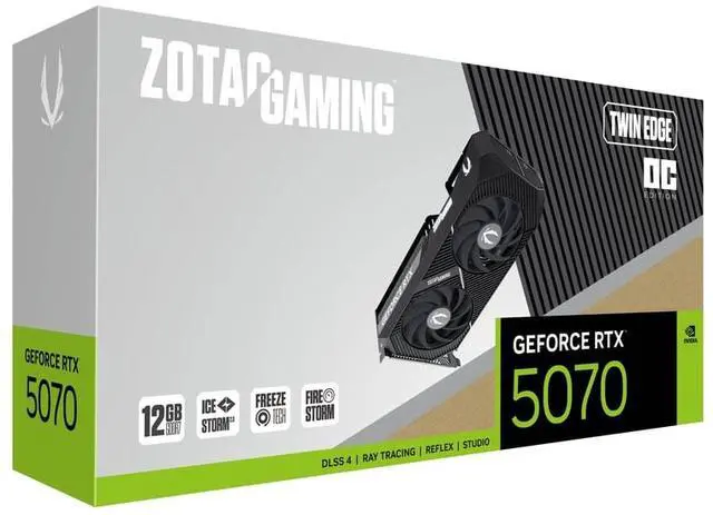 ZOTAC Twin Edge OC GeForce RTX 5070 12GB GDDR7 PCI Express 5 0 x16 ATX Graphics Card RTX 5070 Twin Edge OC ZT B50700H 10P