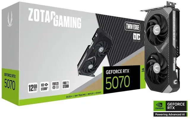 ZOTAC Twin Edge OC GeForce RTX 5070 12GB GDDR7 PCI Express 5 0 x16 ATX Graphics Card RTX 5070 Twin Edge OC ZT B50700H 10P