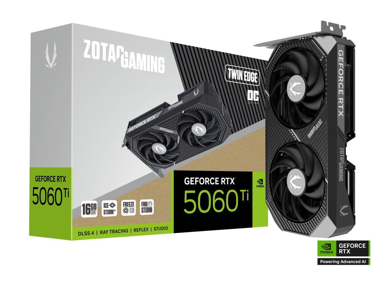 ZOTAC Twin Edge OC GeForce RTX 5060 Ti PCI Express 5 0 x8 16GB 128 Bit GDDR7 Graphics Card ZT B50620H 10M