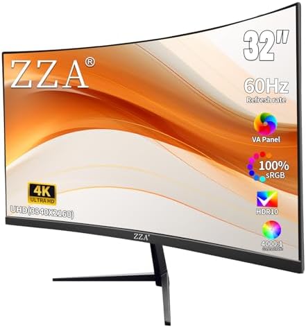 ZZA 27 Gaming Monitor FHD 144Hz Curved Computer Monitor 1080p 144hz Monitor HDMI  1 VGA 1 Tilt Adjustable VESA Compatible  Black