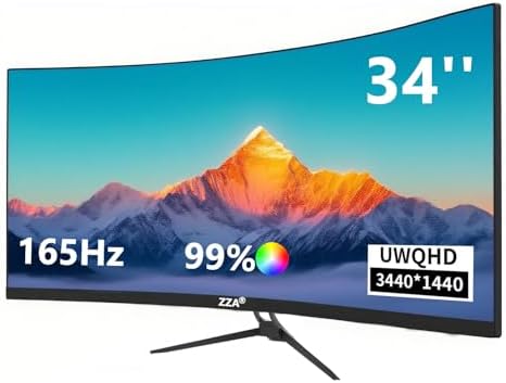 ZZA 27 Gaming Monitor FHD 144Hz Curved Computer Monitor 1080p 144hz Monitor HDMI  1 VGA 1 Tilt Adjustable VESA Compatible  Black