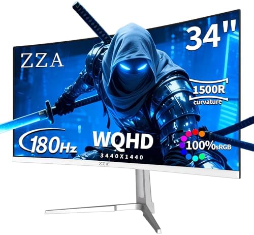 ZZA 27 Gaming Monitor FHD 144Hz Curved Computer Monitor 1080p 144hz Monitor HDMI  1 VGA 1 Tilt Adjustable VESA Compatible  Black