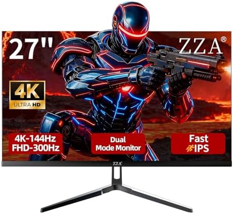 ZZA 27 Gaming Monitor FHD 144Hz Curved Computer Monitor 1080p 144hz Monitor HDMI  1 VGA 1 Tilt Adjustable VESA Compatible  Black