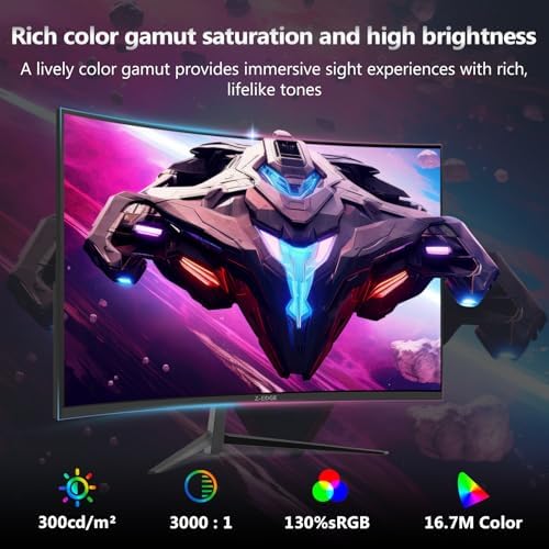 Z Edge 24 inch Gaming Monitor  200Hz 165Hz Curved 1650R Computer Monitor  FHD 1080P  Ultra Fast MPRT 1ms Curved Monitor  300nits  16 7M Colors  UG24 1X DP 1 4 Port and 1X 2 1 HDMI Port