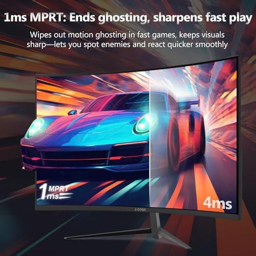 Z Edge 24 inch Gaming Monitor  200Hz 165Hz Curved 1650R Computer Monitor  FHD 1080P  Ultra Fast MPRT 1ms Curved Monitor  300nits  16 7M Colors  UG24 1X DP 1 4 Port and 1X 2 1 HDMI Port