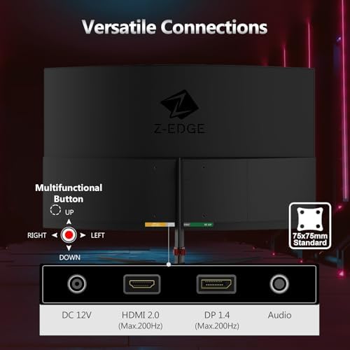 Z Edge 24 inch Gaming Monitor  200Hz 165Hz Curved 1650R Computer Monitor  FHD 1080P  Ultra Fast MPRT 1ms Curved Monitor  300nits  16 7M Colors  UG24 1X DP 1 4 Port and 1X 2 1 HDMI Port