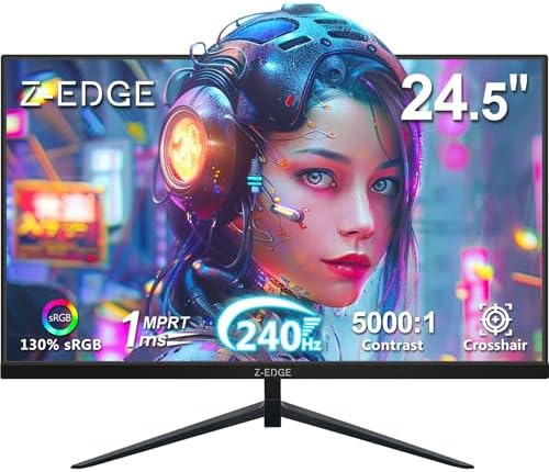 Z Edge 24 inch Gaming Monitor  200Hz 165Hz Curved 1650R Computer Monitor  FHD 1080P  Ultra Fast MPRT 1ms Curved Monitor  300nits  16 7M Colors  UG24 1X DP 1 4 Port and 1X 2 1 HDMI Port