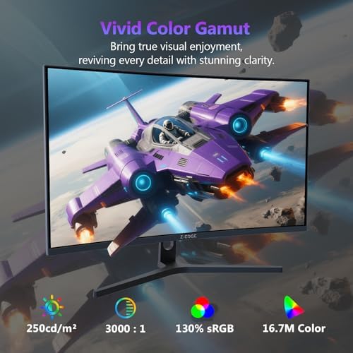 Z Edge 27 inch Curved Gaming Monitor  FHD 1080P 300Hz 240Hz PC Monitor  Ultra Fast MPRT 1ms Curved Monitor  1500R  16 7M Colors  UG27H Frameless Bezel  2X DP 1 4 Ports and 2X HDMI 2 0 Ports