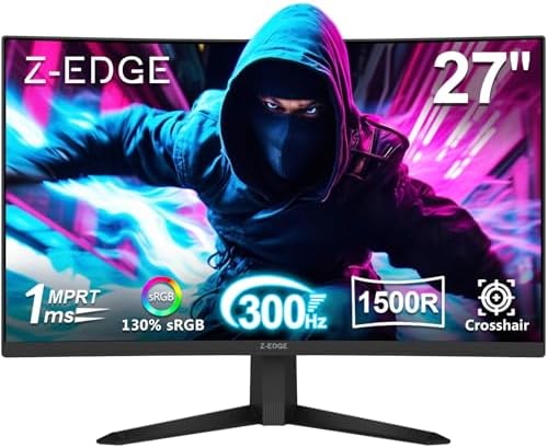 Z Edge 27 inch Curved Gaming Monitor  FHD 1080P 300Hz 280Hz 240Hz Curved Monitor 1500R Computer Monitor  MPRT 1ms Monitor  FreeSync  Low Blue Light 16 7M Colors  UG27S 2X DP and 2X HDMI