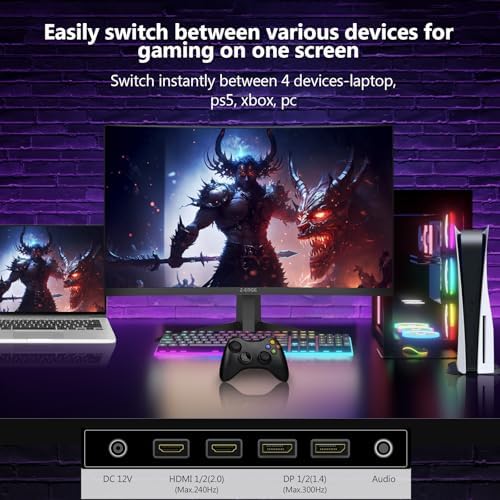 Z Edge 27 inch Curved Gaming Monitor  FHD 1080P 300Hz 280Hz 240Hz Curved Monitor 1500R Computer Monitor  MPRT 1ms Monitor  FreeSync  Low Blue Light 16 7M Colors  UG27S 2X DP and 2X HDMI