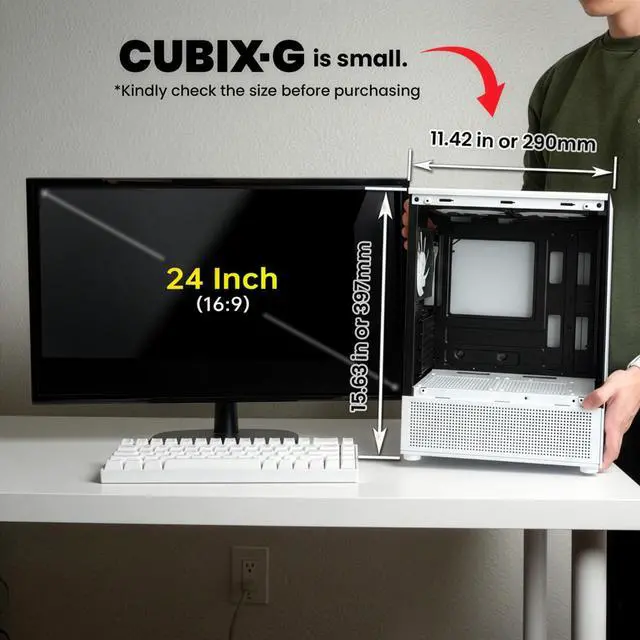 Zalman CUBIX G Micro ATX PC Case  MATX Case with 3 X 120mm FRGB Fans Pre Installed  Panoramic View Tempered Glass Panels  USB Type C Port  Fits up to 280mm GPUs  Panda Edition