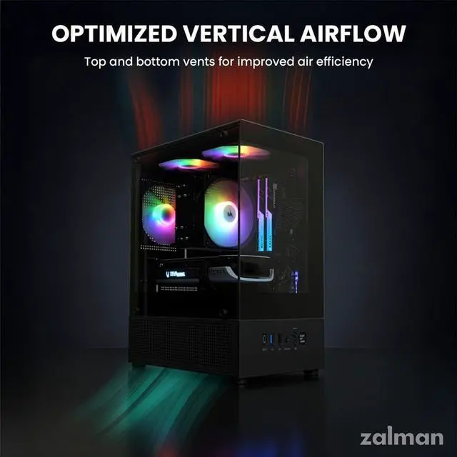 Zalman CUBIX G Micro ATX PC Case  MATX Case with 3 X 120mm FRGB Fans Pre Installed  Panoramic View Tempered Glass Panels  USB Type C Port  Fits up to 280mm GPUs  Black