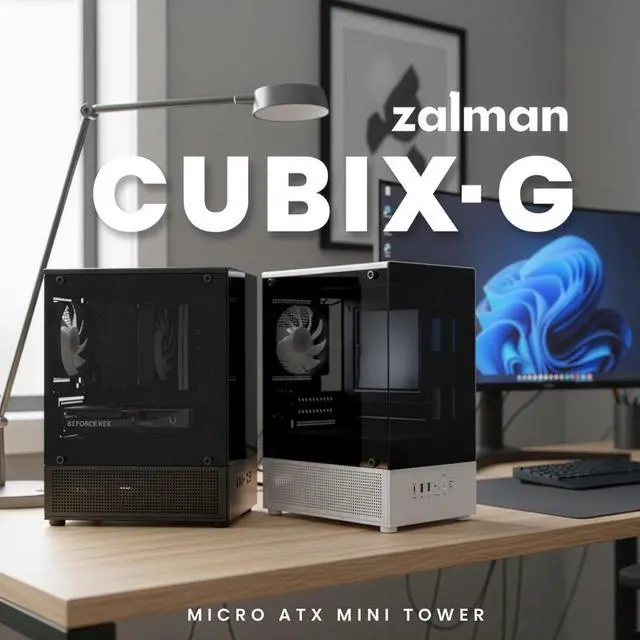 Zalman CUBIX G Micro ATX PC Case  MATX Case with 3 X 120mm FRGB Fans Pre Installed  Panoramic View Tempered Glass Panels  USB Type C Port  Fits up to 280mm GPUs  Black