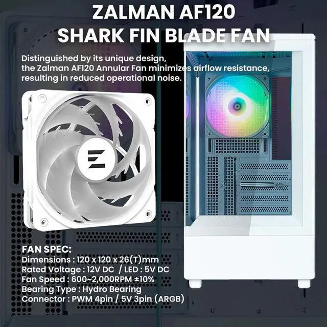Zalman P10 mATX Mini Tower PC Case   120mm ARGB 4 pin PWM Fan Pre Installed  Panoramic Tempered Glass  USB Type C & 3 0  Cable Management System  M ATX / ITX Computer Case  White