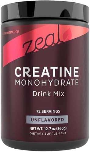 Zeal Micronized Creatine Monohydrate Powder   Pure Unflavored Creatine   5g per Serving  72 Servings   Supports Muscle Growth  Strength & Recovery   Creatina Monohidratada en Polvo