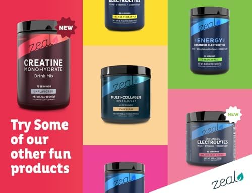 Zeal Micronized Creatine Monohydrate Powder   Pure Unflavored Creatine   5g per Serving  72 Servings   Supports Muscle Growth  Strength & Recovery   Creatina Monohidratada en Polvo