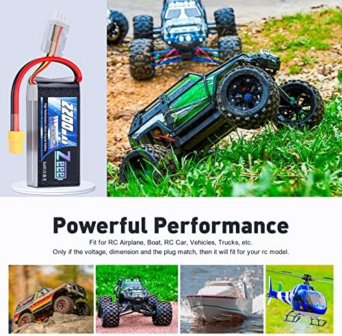 Zeee 2S 2200mAh Shorty Lipo Battery 7 4V 50C RC Battery with XT60 Connector Soft Pack for 1/16 Slash RC Car RC Truck RC Helicopter Airplane Quadcopter Drone RC Boat Racing Models