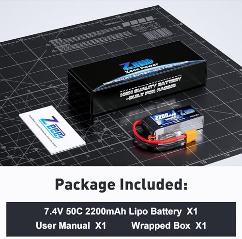 Zeee 2S 2200mAh Shorty Lipo Battery 7 4V 50C RC Battery with XT60 Connector Soft Pack for 1/16 Slash RC Car RC Truck RC Helicopter Airplane Quadcopter Drone RC Boat Racing Models