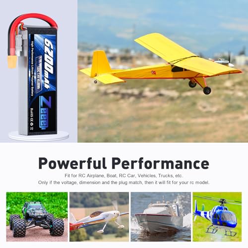 Zeee 2S 6200mAh Lipo Battery 7 4V 120C Soft Case RC Car Battery with XT60 Connector for RC Vehicles RC Truck Tank Truggy Boat Racing Hobby Models 2 Pack 