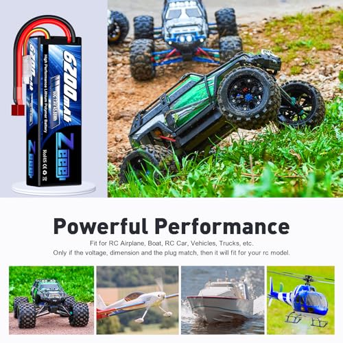 Zeee 2S Lipo Battery 6200mAh 7 4V 60C Hard Case Battery with T Connector for RC Vehicles Car Truck Truggy Boat Racing Hobby 2 Pack 