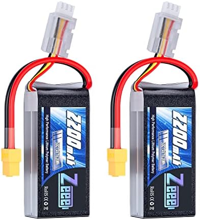 Zeee 2S Lipo Battery 2200mAh 7 4V 50C Shorty Pack Battery with XT60 Connector Soft Pack for 1/16 Slash RC Car RC Truck RC Helicopter Airplane Quadcopter Drone RC Boat Racing Models  2 Pack