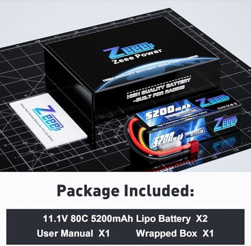 Zeee 3S 5200mAh Lipo Battery 11 1V 80C Hardcase Battery with T Connector for RC Car Boat Truck Helicopter Airplane Racing Models 2 Pack