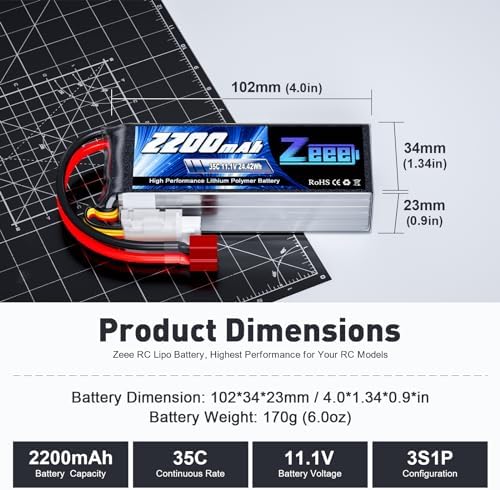 Zeee 3S LiPo Battery 2200mAh 11 1V 35C Soft Case Battery with T Connector for RC Airplane RC Quadcopter Helicopter Drone FPV  2 Pack 