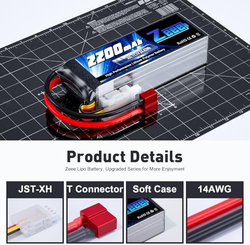 Zeee 3S LiPo Battery 2200mAh 11 1V 35C Soft Case Battery with T Connector for RC Airplane RC Quadcopter Helicopter Drone FPV  2 Pack 
