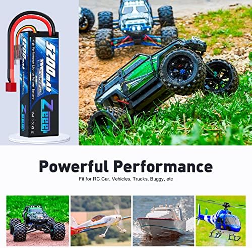 Zeee 7 4V Lipo Battery 2S 50C 5200mAh Lipos Hard Case with T Connector for RC Car Trucks 1/8 1/10 RC Vehicles 2 Packs