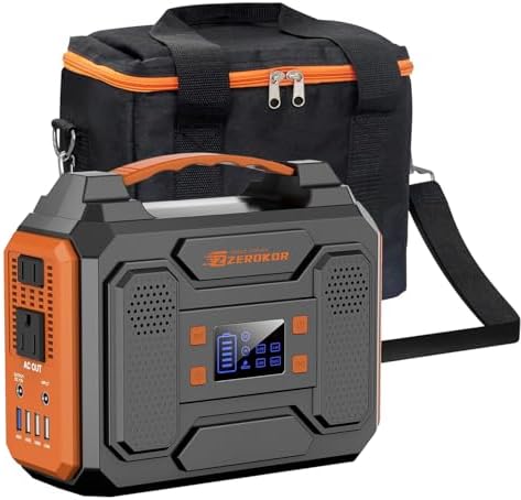 ZeroKor 300W Portable Power Bank Generator With Carrying Case Power Station 110V Power Pack with AC Outlet External Lithium Battery Pack with DC QC3 0 USB for Outdoor Camping Home Use Van Life