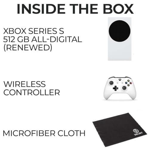 Zeust 2021 Xbox Series S 512GB All Digital Bundle   Includes the Xbox Series Series S Console 512 GB Refurbished  Wireless Controller & 1 Microfiber Cloth  Renewed 