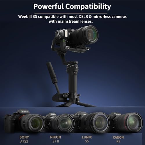 Zhiyun Weebill 3S Combo 3 Axis Gimbal Stabilizer for DSLR and Mirrorless Camera Compatible with Sony Nikon Canon Panasonic LUMIX Extendable Sling Grip Integrated Fill Light PD Fast Charge