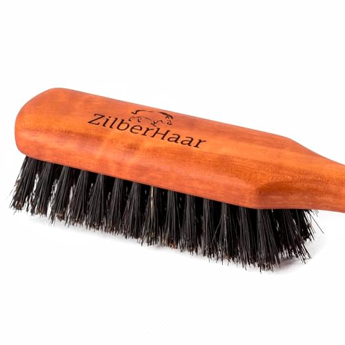 ZilberHaar Regular Beard Brush   Soft Boar Bristles   Beard grooming brush for men   Straightens and Promotes beard growth   Works with Beard Oils and Balms   Essential for beard care kits