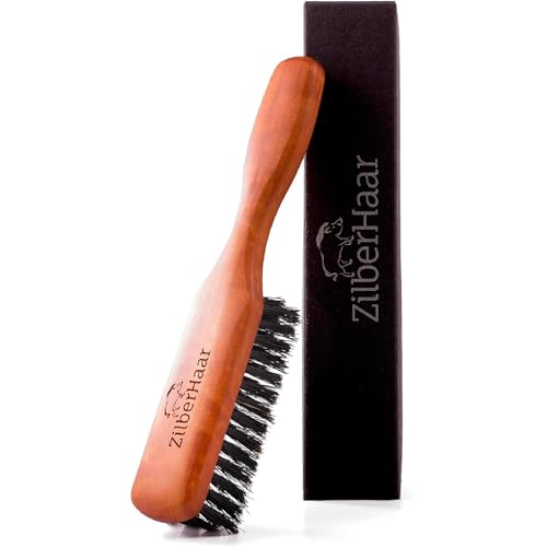 ZilberHaar Regular Beard Brush   Soft Boar Bristles   Beard grooming brush for men   Straightens and Promotes beard growth   Works with Beard Oils and Balms   Essential for beard care kits
